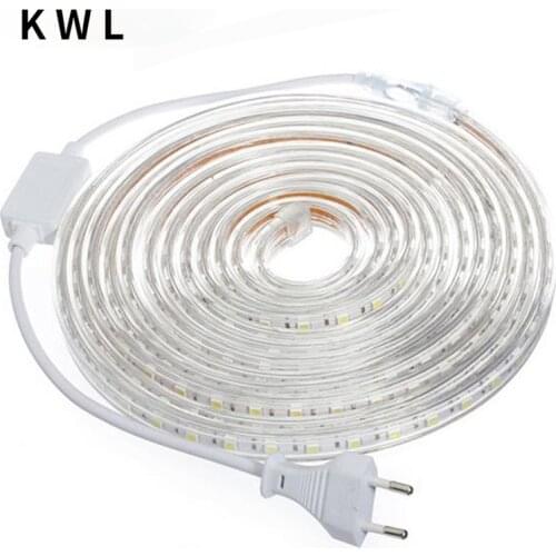 KeWL SMD 5050 AC220V LED Strip Flexible Light 60leds/m Waterproof Led Tape LED Light With Power Plug 1M/5M/10M/15M/20M