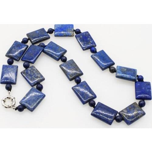 Blue lapis round 6mm and oblong 15*20MM necklace 19inch nature wholesale FPPJ