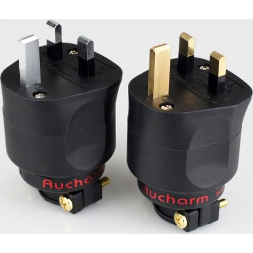 HiFi Audio British Standard AC/DC Adapters UK Plugs Red copper Rhodium/Gold plated Charger Adapter United Kingdom Power Cable