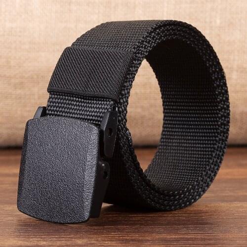 Canvas Belt Male Canvas Belt Outdoor Leisure Nylon Plastic Fastener through Security Anti-Allergic to Metal Belt Wholesale