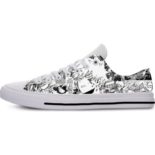 Hot Japanese Anime My Hero Academia Bakugo Katsuki Casual Cloth Shoes Low Top Breathable Lightweight 3D Print Men Women Sneakers