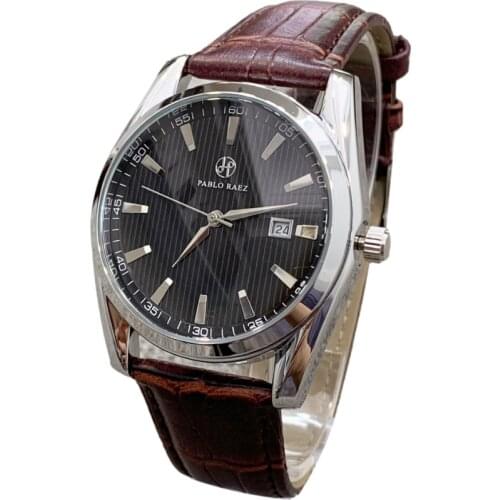 PABLO RAEZ Men Watches Top Brand Sea Master Deisger Luxury Fashion Business Breathable Leather Quartz Wristwatches Gift for Male