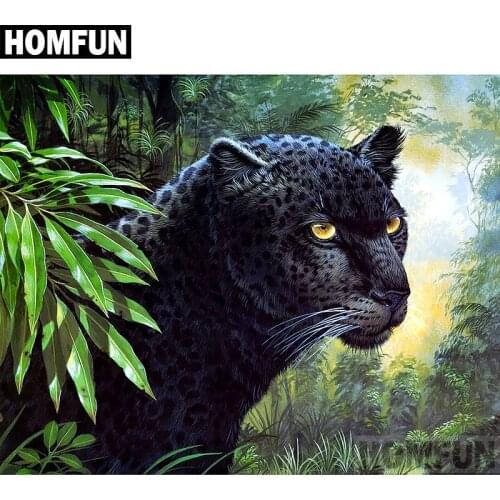 HOMFUN Full Square/Round Drill 5D DIY Diamond Painting "Animal leopard" Embroidery Cross Stitch 5D Home Decor Gift A02678