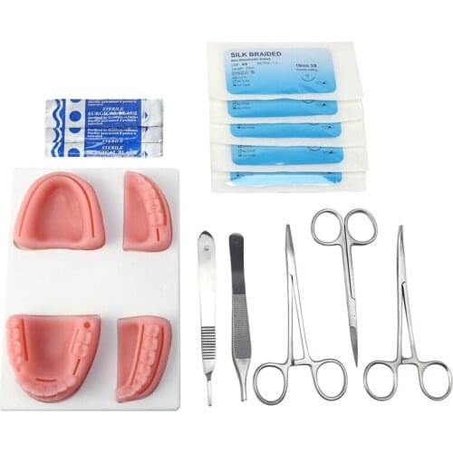 Skin- Oral Suture Training Module Kit Portable Silicone Pad-Threads and Needle-Stainless Tool Model