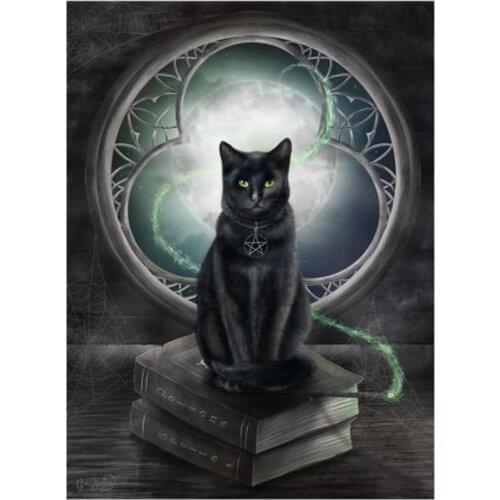 5d embroidery painting kit, magic cat for gemstone cross stitch crafts, animal mosaic, 3D square and round diamonds