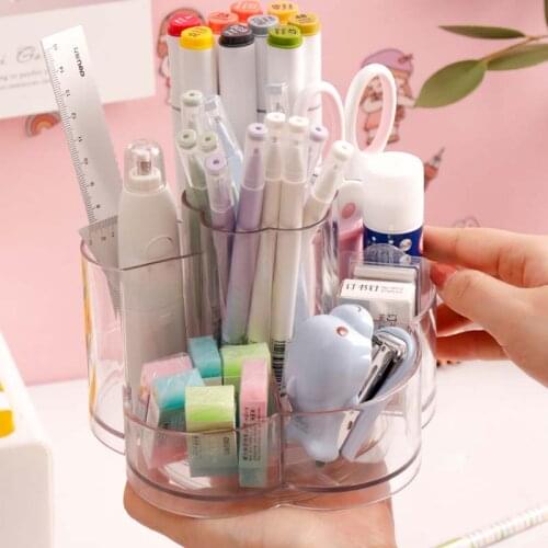 Desk Organizer Storage Accessories Makeup Brush Tools Stand for Pens Pencil Pot Marker Pen Holder Stationery Box Container