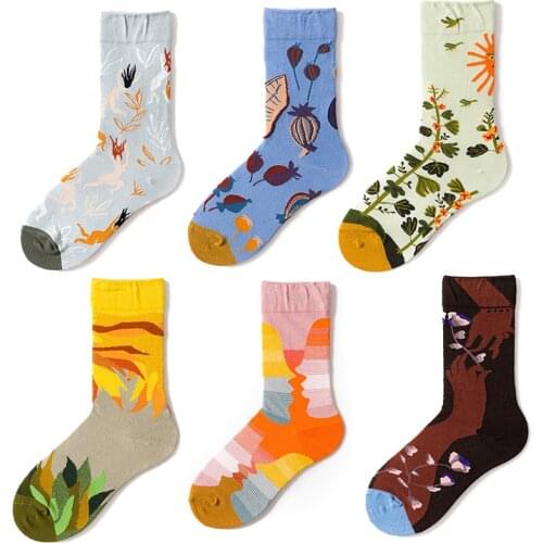 Long Sock Cotton Breathable Colorful Harajuku Socks for Couple Hip Hop Style 1Pair Nics Gifts Women Sox