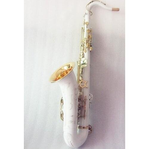 New High quality tenor saxophone white lacquer gold Bb saxophone instrument Mouthpiece and case
