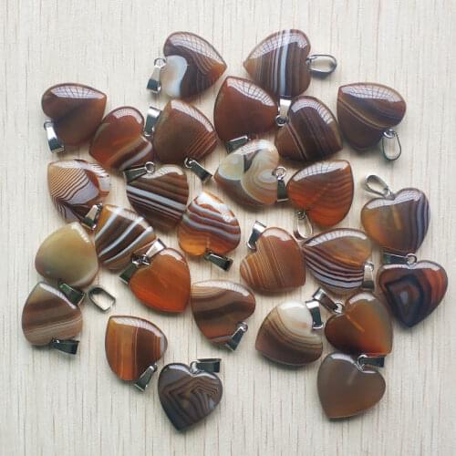 Wholesale 36pcs/lot fashion good quality coffee stripe onyx heart shape charms pendants for jewelry making 20mm free shipping