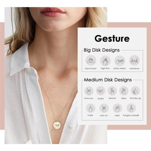 Visunion 316L Stainless Steel Necklace 15MM Gestures Personality Pendant Necklace Jewelry Minimalist Design for Elegant Women