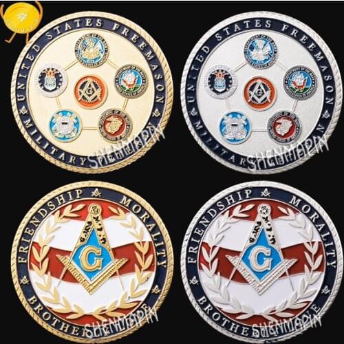 US Army Navy Marines Air Force Coast Guard Veterans Affairs Commemorative Coin Freemason Military Veteran Coins Collectibles