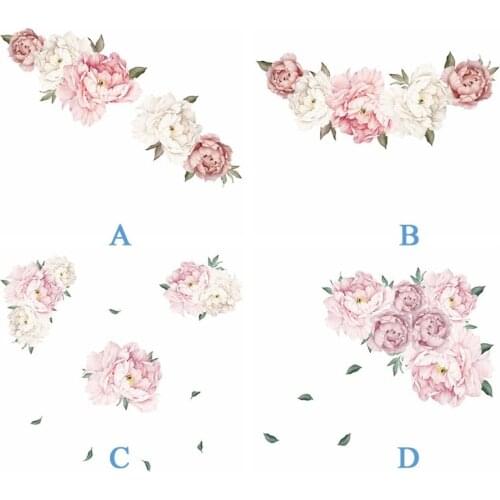 Peony Rose Flowers Wall Sticker Art Nursery Decals Kids Room Home Decor Gift PVC 40 *60cm High Quality Wall Sticker