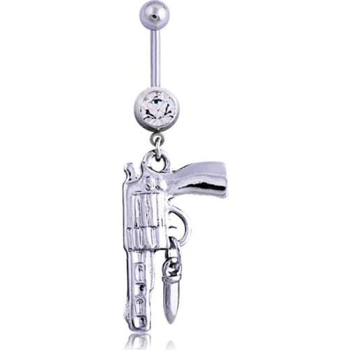 Medical steel hypoallergenic pop cowboy style pistol bullet navel ring buckle belly button piercing