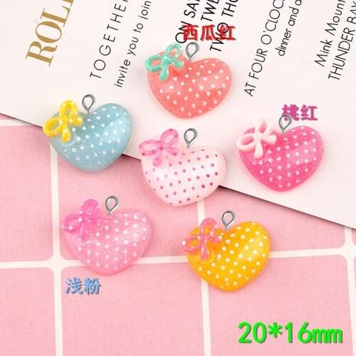 10pcs 20*16mm Resin flatback heart shape charms diy girl children jewelry making resin kawaii cabochon craft decoration boutique