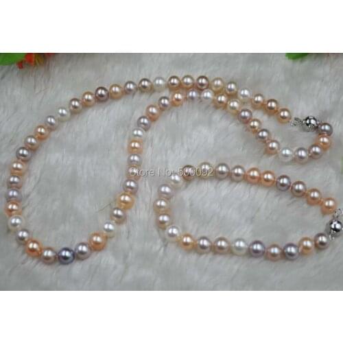 Stunning 7.5-8mm natural color freshwater pearl sets