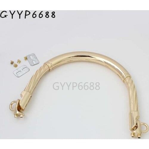2-10 pieces 12.6X7.1cm gold finish PU leather backing metal handle for sewing ladies bag purse frame