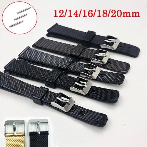 Plactic Watch Band 12mm 14mm 16mm 18mm 20mm Width Replacment watch band WristStrap Mesh Design Silicone Bands