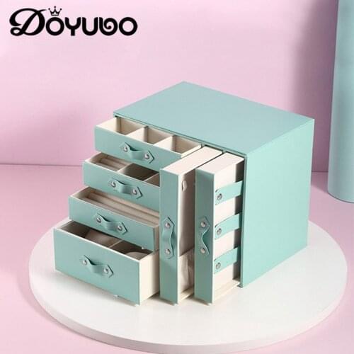DOYUBO Large Capacity Multi-Layer Drawer Jewelry Box Fashion PU Leather Multifunctional Desktop Jewelry Watch Storage Box B015