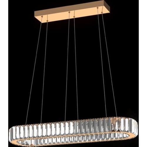 Modern Fashion Simple Geometric Shape Crystal Oval Large Chandelier Hotel Lobby Living Room Bedroom LED Lighting