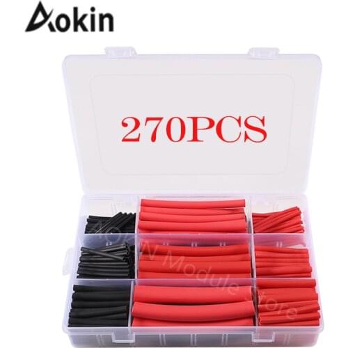 270pcs/box 3:1 Shrink Ratio Dual Wall Adhesive Lined Heat Shrink Tubing Tube 6 Size High Quality 2 Color Kit Shrinkable Tube