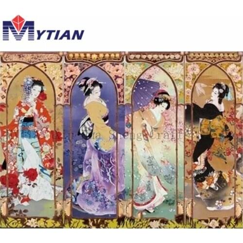 Japanese Women Portrait Diamond Painting Kit Full Square Round Drill 5d DIY Kimono Girls Mosaic Rhinestone Diamond Embroidery
