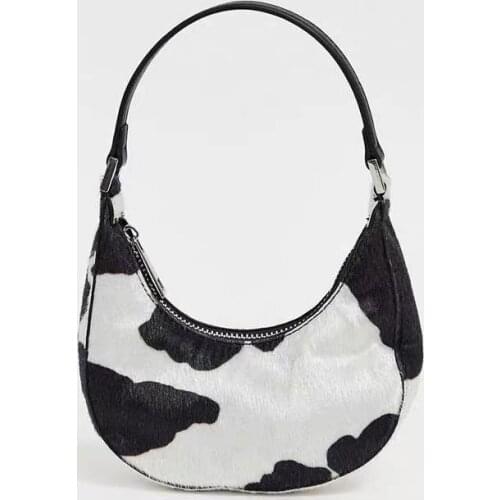 NEW Cow Pattern Baguette Bag Fashion Women Handbags Shoulder Bag Designer Ladies Vintage Street Clutch Hand Bags Women 2020