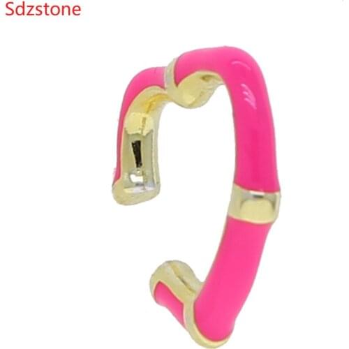 Heart Ear Cuff For Women 1 Pcs Charming Pink Enamel Clip On Earrings Gold Earcuff Without Piercing Earrings Jewelry