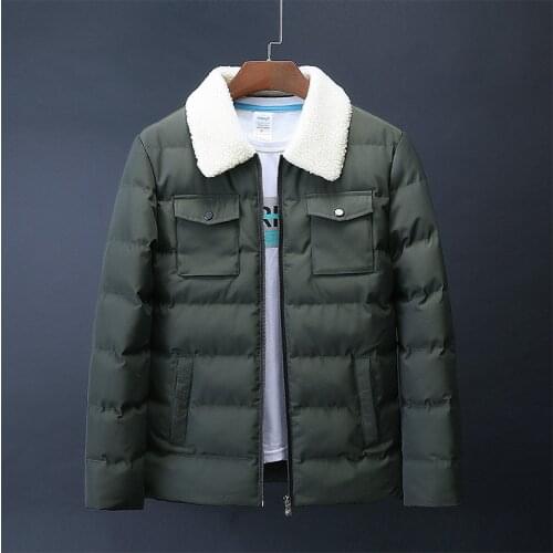 Winter MenS Wear Fold-down Collar Cotton-padded Clothes-Teenager Cotton-padded Jacket Korean-style Slim Fit Mens Casual Warm