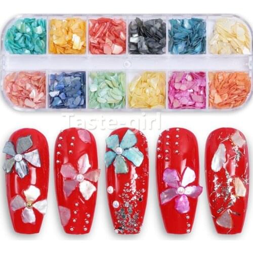 1 Box 3D Abalone Shell Irregular Nail Art Decorations UV Gel Flake Slider Nails Shimmer Pearl Jewelry Tips Manicure Polish Tool