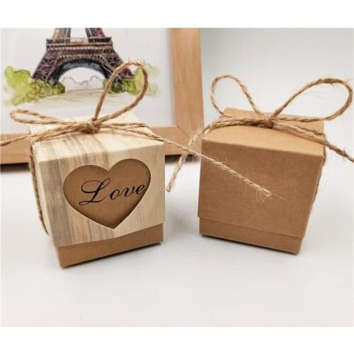 12Pcs/Lot Two Size Kraft Paper Cardboard Container Boxes For Jewelry Festival Gifts Cake Cookies Carrying Box With Hemp Strings