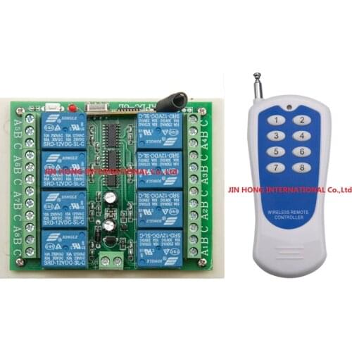 12V 8 CH channel RF Wireless Remote Control Switch & Remote Control System receiver transmitter 315/433 8CH Relay NC NO COM