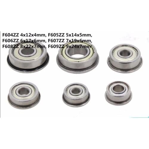 2-10pcs F604ZZ F605ZZ F606ZZ F607ZZ F608ZZ F609ZZ Flange Ball Bearing Metal Shielded Flanged Bearings