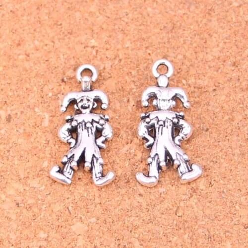 63Pcs Antique Silver Plated clown joker jester Charms Diy Handmade Jewelry Findings Accessories 25*12mm