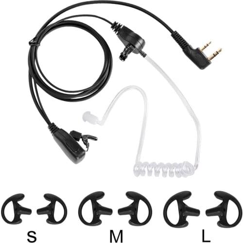 Covert Air Acoustic Headset with PTT for 2-Pin K-Type Walkie Talkies, Retevis Kenwood BaoFeng (1 Pack, Full-Size Set)