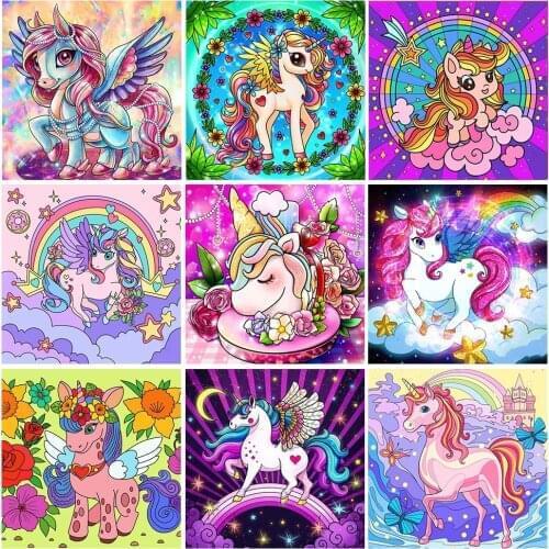 Diamond Painting Cartoon Unicorn 5D DIY Full Round Rhinestones Cross Stitch Diamond Embroidery Cute Animals Mosaic Home Decor