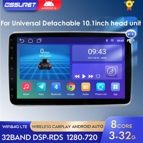 Android 10 Car Radio Stereo Video Multimedia Player GPS Navigation For Universal Detachable Panel 360 degrees Rotatable Screen