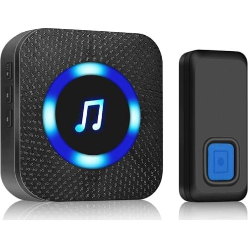 LED Wireless Doorbell Waterproof Doorbell Outdoor Smart Doorbell Home Security Smart Doorbell EU Plug