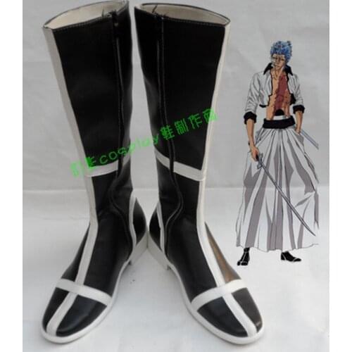 Bleach Grimmjow Jeagerjaques Black Halloween Long Cosplay Shoes Boots H016