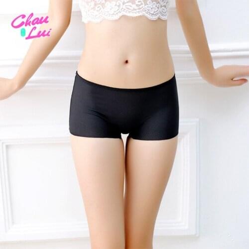 Chau Lui Black Khaki Ice Silk Boxer Women Shorts Stretch Underpant Boyshorts Safety Short Pants Thin Ladies Knickers briefs