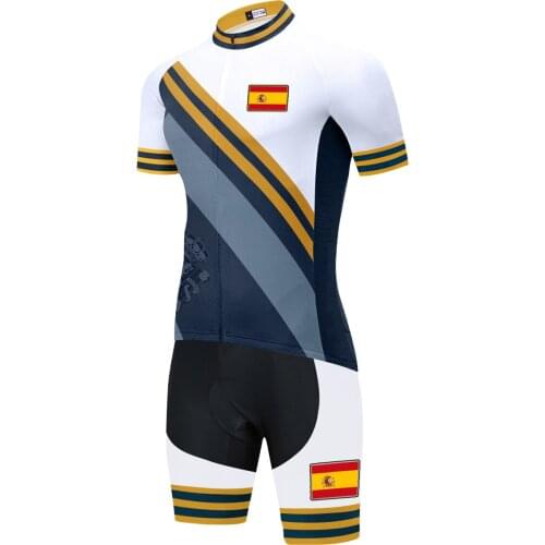 Spain National Team Cycling Skinsuit Short Sleeve Bike Clothing Triathlon Running Cycling Swimming Sports Jumpsuit 20D Gel Pad