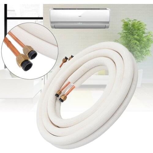 1/2/4/7/15m Insulated Copper Pipe 1/4'' 3/8'' Air Conditioner Pipes Fittings Pair Coil Tube Split Line Wire Set Air Conditioner