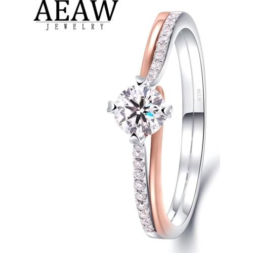 Real 14k White Gold Rose Gold 0.3ct Round Cut Natural Diamond Wedding Band Matching Band Fine Ring for Women