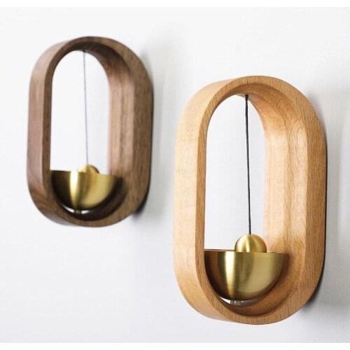 Creative Windchime Solid Wood Brass Refrigerator Door Wind Bell Vintage Magnetic Doorbell Gift Home Decor Restaurant Supplies
