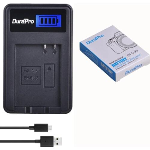 DuraPro EN-EL23 EN EL23 1850mAh 3.8V Rechargeable Li-ion Battery + LCD USB Charger for Nikon COOLPIX P600 S810c P900 P610 Camera
