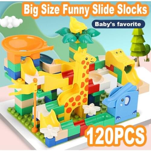 Mega Animal Slide Bricks For Children Marble Race Run Maze Ball Toys Building Blockss Funnel Slide Blocks Toys For Children