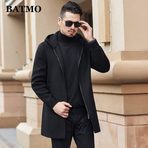 BATMO 2020 new arrival autumn&winter wool hooded jackets men,mens causal wool jackets 19A512