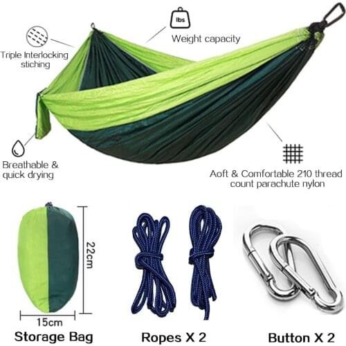 Outdoor double Hammock Portable Parachute Cloth 2 Person hamaca Adult Outdoor Backpacking Travel Survival Hunting Sleeping