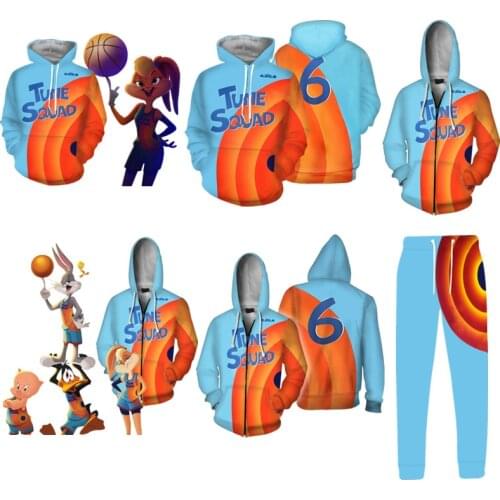 Movie Space Jam 2 A New Legacy Cosplay Zipper Hoodie Sweatshirt Jacket Pullover Coat Spring Autumn Winter Clothes