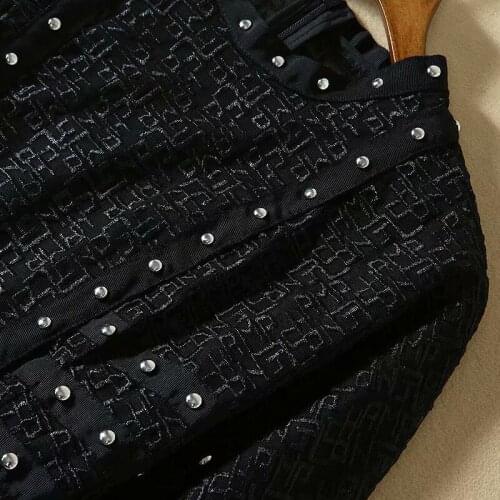 Round Neck Lantern Long Sleeve Rivet Waist Lattice Printing Will Pendulum Go A Show Perspective Dress 2020 Autumn Clothing