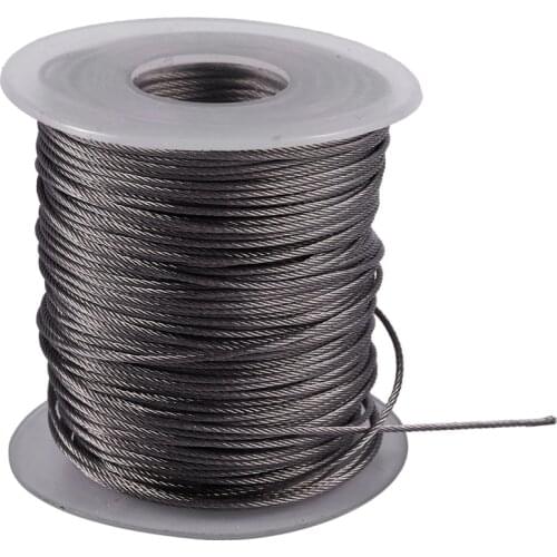 Hoisting Lifting 7x7 1mm Dia Stainless Steel Flexible Wire Rope 177Ft